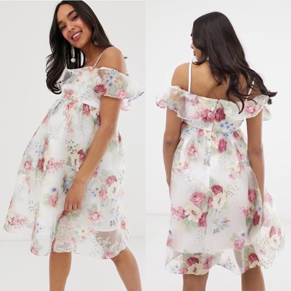 Chi Chi London Maternity bardot floral dress